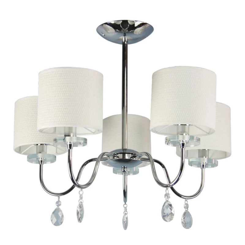 Moderní závěsné pětiramenné osvětlení ESTERA - 5xE14, 40W, chromované / bílé