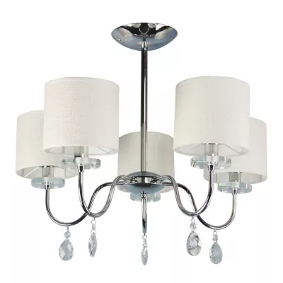 Moderní závěsné pětiramenné osvětlení ESTERA - 5xE14, 40W, chromované / bílé