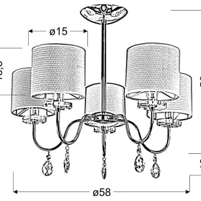 Moderní závěsné pětiramenné osvětlení ESTERA - 5xE14, 40W, chromované / bílé