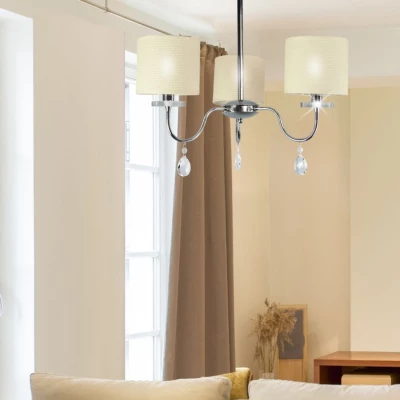 Moderní závěsné tříramenné osvětlení ESTERA - 3xE14, 40W, chromované / bílé