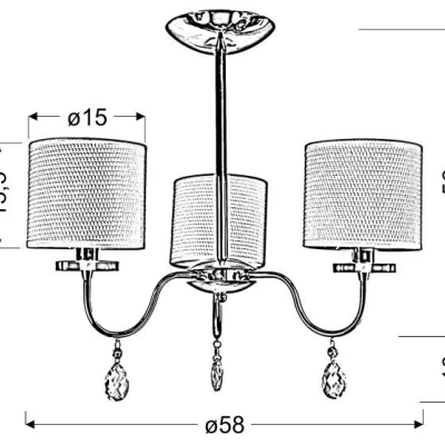 Moderní závěsné tříramenné osvětlení ESTERA - 3xE14, 40W, chromované / bílé