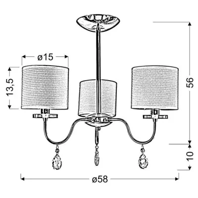 Moderní závěsné tříramenné osvětlení ESTERA - 3xE14, 40W, chromované / bílé