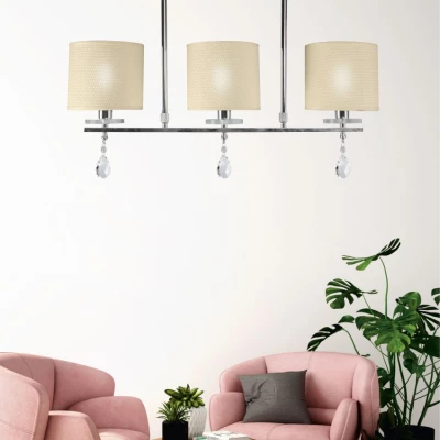 Moderní závěsné osvětlení nad jídelní stůl ESTERA - 3xE14, 40W, chromované / bílé