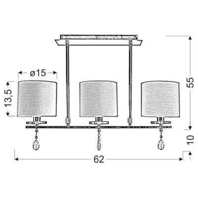 Moderní závěsné osvětlení nad jídelní stůl ESTERA - 3xE14, 40W, chromované / bílé