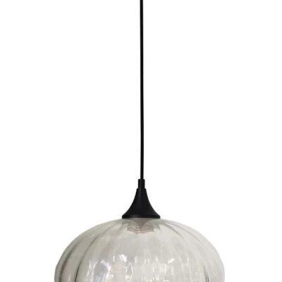 Moderní závěsné svítidlo EXETER - 1xE27, 40W, 26,5cm, kulaté, černé / čiré