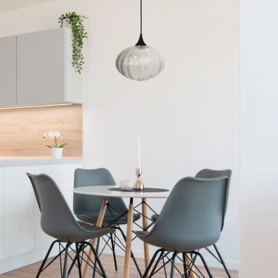 Moderní závěsné svítidlo EXETER - 1xE27, 40W, 26,5cm, kulaté, černé / čiré