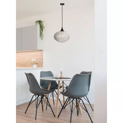 Moderní závěsné svítidlo EXETER - 1xE27, 40W, 26,5cm, kulaté, černé / čiré