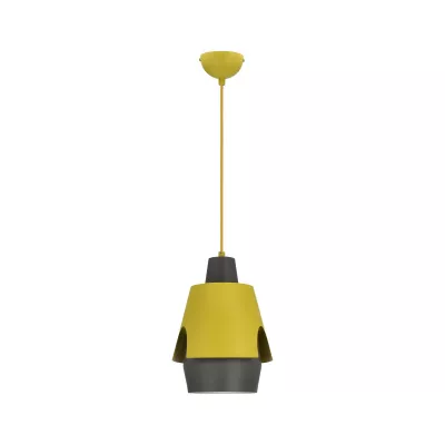 Závěsné moderní osvětlení FALUN - 1xE27, 40W, šedé / žluté