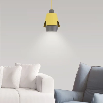 Závěsné moderní osvětlení FALUN - 1xE27, 40W, šedé / žluté