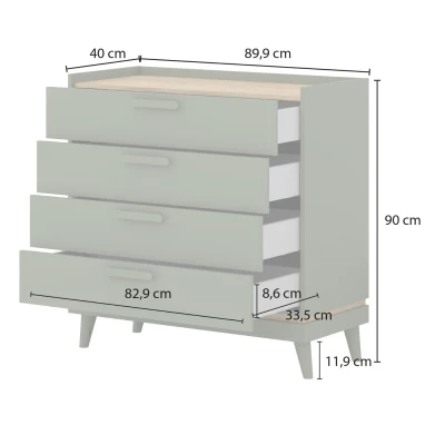 Šuplíková komoda ARWEN - dub / cihlová