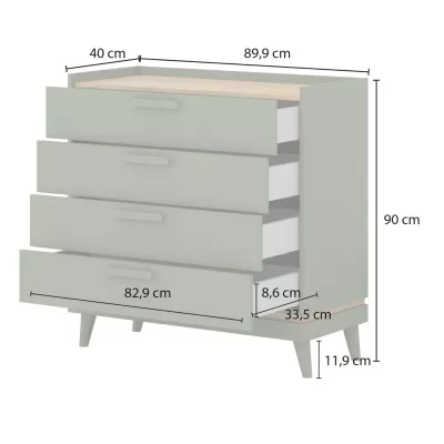 Šuplíková komoda ARWEN - dub / cihlová