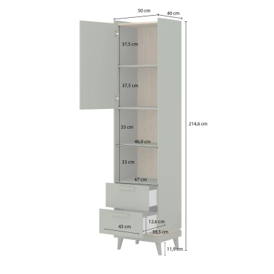 Policový regál se šuplíky ARWEN - dub / cihlový
