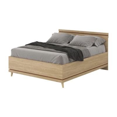 Manželská postel 160x200 ARWEN - dub / cihlová