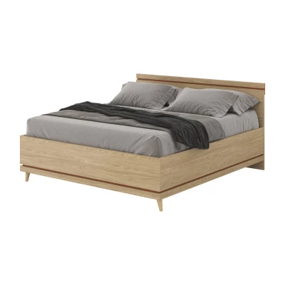 Manželská postel 180x200 ARWEN - dub / cihlová