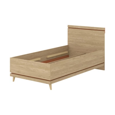 Jednolůžková postel 100x200 ARWEN - dub / cihlová