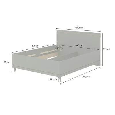 Manželská postel 160x200 ARWEN s úložným prostorem - zelená / dub