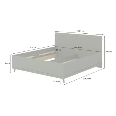 Manželská postel 180x200 ARWEN s úložným prostorem - zelená / dub