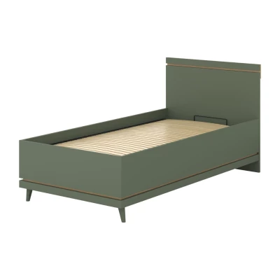 Jednolůžková postel 100x200 ARWEN s úložným prostorem - zelená / dub