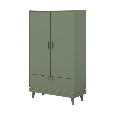 Nízká policová skříň 90 cm ARWEN - zelená / dub