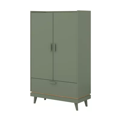 Nízká policová skříň 90 cm ARWEN - zelená / dub