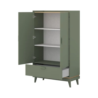 Nízká policová skříň 90 cm ARWEN - zelená / dub