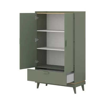 Nízká policová skříň 90 cm ARWEN - zelená / dub