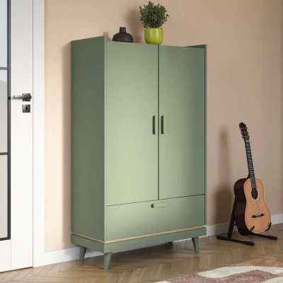 Nízká policová skříň 90 cm ARWEN - zelená / dub