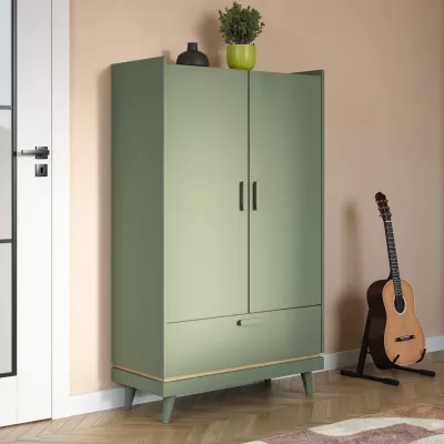 Nízká policová skříň 90 cm ARWEN - zelená / dub