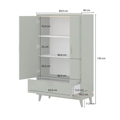 Nízká policová skříň 90 cm ARWEN - dub / cihlová