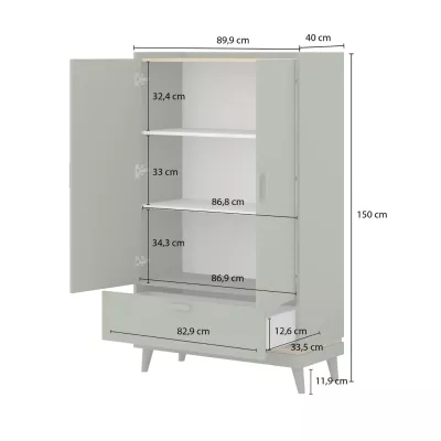 Nízká policová skříň 90 cm ARWEN - dub / cihlová