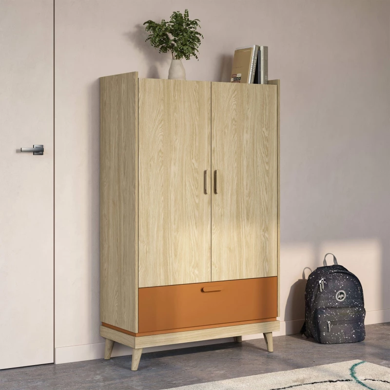 Nízká policová skříň 90 cm ARWEN - dub / cihlová