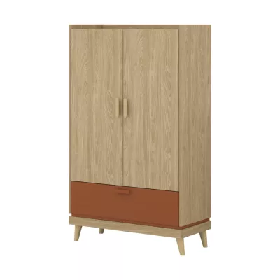 Nízká policová skříň 90 cm ARWEN - dub / cihlová