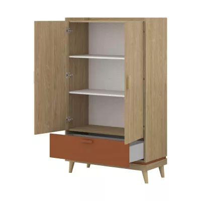 Nízká policová skříň 90 cm ARWEN - dub / cihlová