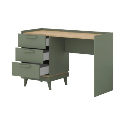 Psací stůl ARWEN - zelený / dub