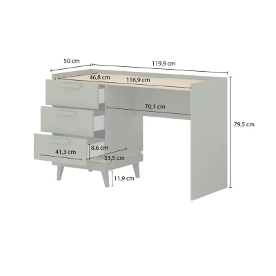 Psací stůl ARWEN - dub / cihlový