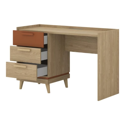 Psací stůl ARWEN - dub / cihlový
