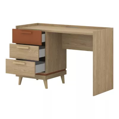 Psací stůl ARWEN - dub / cihlový