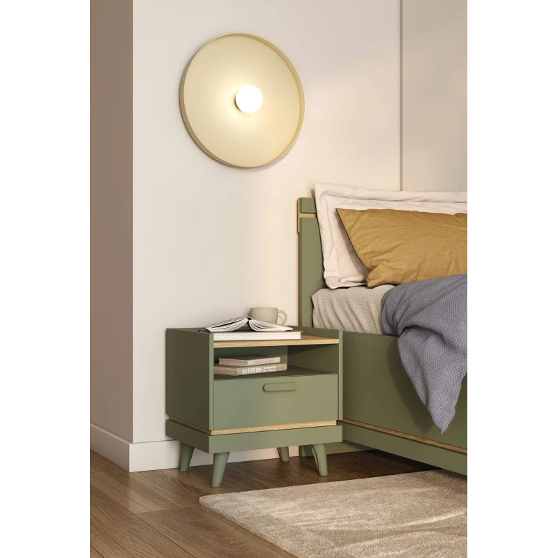 Noční stolek ARWEN - zelený / dub