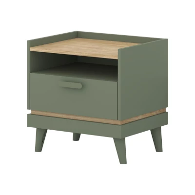 Noční stolek ARWEN - zelený / dub