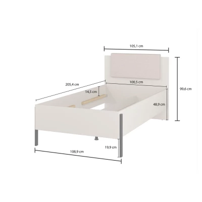 Jednolůžková postel 100x200 ADIS S s úložným prostorem - kašmír
