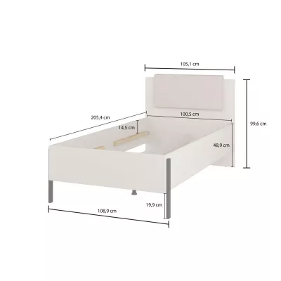 Jednolůžková postel 100x200 ADIS S s úložným prostorem - kašmír