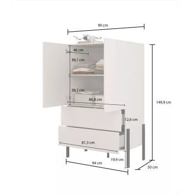 Nízká skříň 94 cm ADIS se šuplíky - bílá