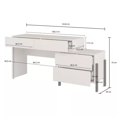 Psací stůl se šuplíky ADIS S - kašmír