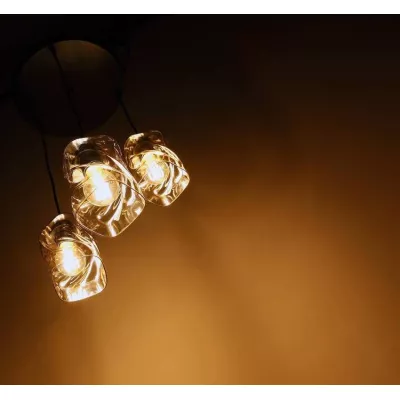 Závěsné moderní osvětlení FELIS - 3xE27, 60W, černé / jantarové sklo