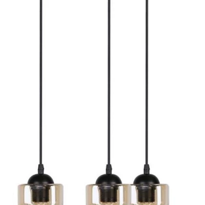 Závěsné moderní osvětlení FELIS - 3xE27, 60W, černé / jantarové sklo