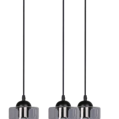 Závěsné moderní osvětlení FELIS - 3xE27, 60W, černé / kouřové sklo