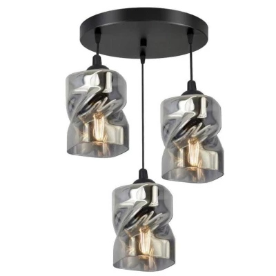 Závěsné moderní osvětlení FELIS - 3xE27, 60W, černé / kouřové sklo