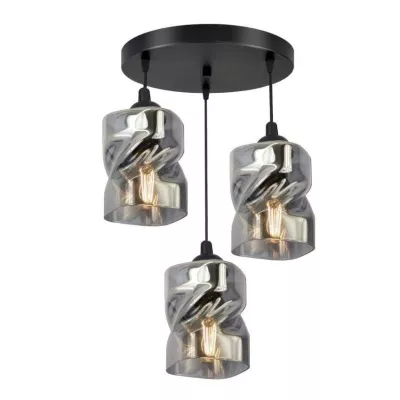 Závěsné moderní osvětlení FELIS - 3xE27, 60W, černé / kouřové sklo