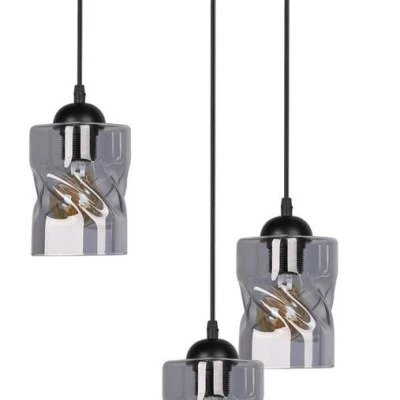 Závěsné moderní osvětlení FELIS - 3xE27, 60W, černé / kouřové sklo