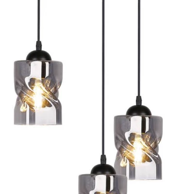 Závěsné moderní osvětlení FELIS - 3xE27, 60W, černé / kouřové sklo